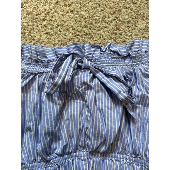 Zara Basics top, medium, blue & white with bow; off the shoulder - Picture 6 of 6